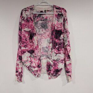 Amanda Green Lightweight Floral Cardigan Purple Pink White Size Small